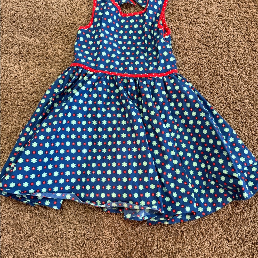 Wildflowers Vibrant Blue Dress with Red Accents